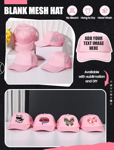 Tarpop 10 Pcs Sublimation Blank Trucker Hats Bulk - color: Pink