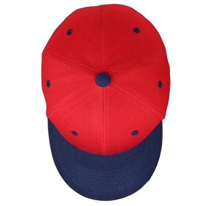 Falari Wholesale Bulk Lot 12-Pack Baseball Cap Adjustable Size Plain Blank Solid Color - color: Red/Navy