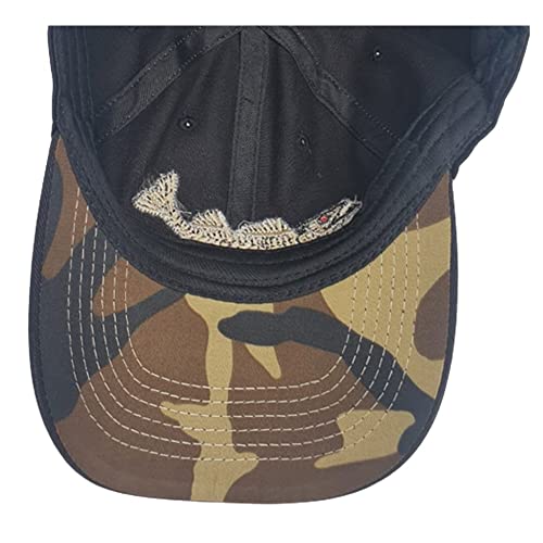 WITHMOONS Cotton Fishing Hat Fish Bone Embroidery Trucker Dad Baseball Cap YZ10119 - color: Black