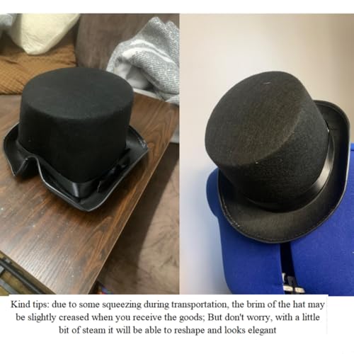 Black Tall Felt Top Hat Halloween Party Hat - style: Bow Style