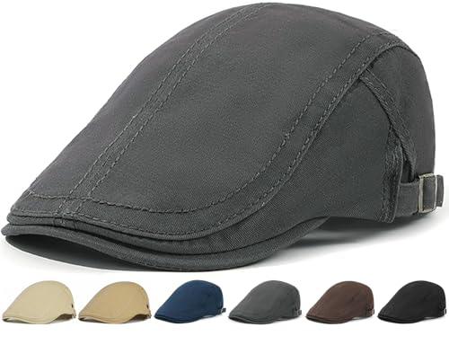 Initlove Mens Newsboy Cap Cotton Ivy Hat Beret Hats for Driving - color: Grey