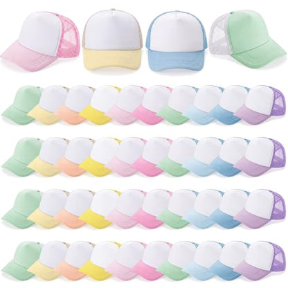 Hercicy 40 Pack Blank Trucker Hat Bulk - color: Macaron Colors
