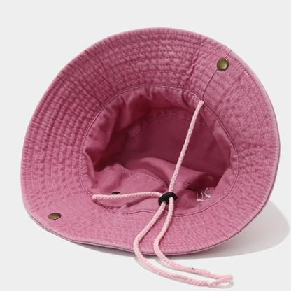 Sun Bucket Hat for Men Women Fishing Beach Safari Trendy Cotton Cowboy Cap for Golf Hiking Hunting Outdoor Boonie - color: Garden Pink