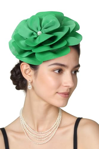 BABEYOND Fascinators Hats for Women Layered Flower Tea Party Derby Hats - color: Green