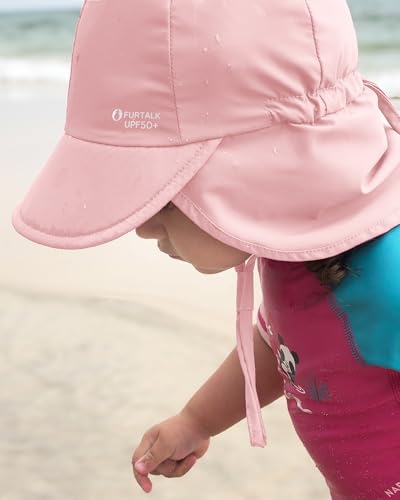 FURTALK Baby Sun Hat with Neck Flap UPF 50+ Toddler Quick Dry Swim Hat - color: Pink, size: 0-6 Months