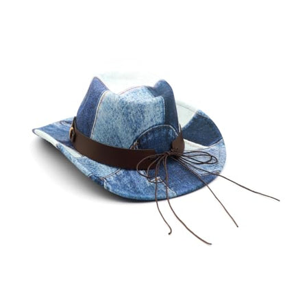Western Cowboy Hat for Men Cowgirl Hat for Women Unisex Wide Brim Felt Fedora Hats Classic Cowboy Hats - color: Denim