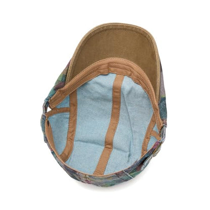 Quanhaigou Unisex Denim Newsboy Hats Flat Ivy Gatsby Cabbie Driving Berets Hat Cotton Dad Cap for Men Women - color: Camo Khaki