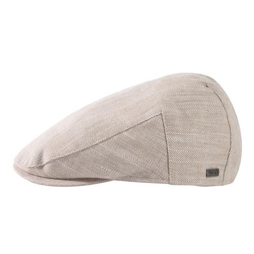 TOP-EX Men's 100% Linen Flat Cap, Cotton Lined Newsboy Hat for Big Heads - color: 557_natural Beige, size: Medium-Large