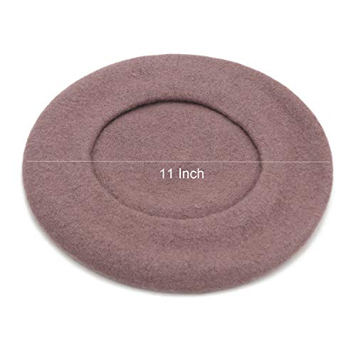 Wheebo Wool Beret Hat,Solid Color French Style Winter Warm Cap for Women Girls Lady - color: Cameo Brown