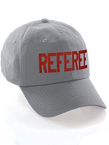 Classic Referee Hat Premium Cotton Low Profile Unstructured Adjustable Strapback - color: Grey Red