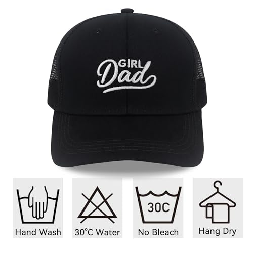 Men's Embroidered Adjustable Baseball Cap, Girl Dad Hat for Men - color: Black