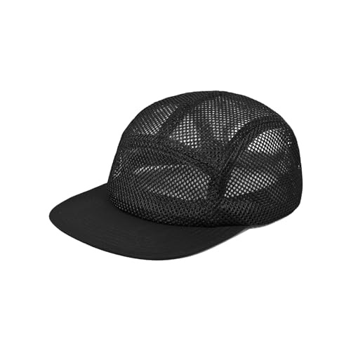 CLAPE Mesh 5 Panel Cap Flat Bill Dad Hat Quick Dry Baseball Cap Cooling Sports Hat Unstructured Trucker Cap Hiphop Dad Hat - color: Wbqw241-black