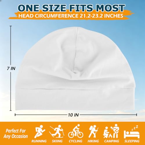Headshion 100% Cotton Skull Caps Beanie Sleeping Hats for Men Women - color: White & White