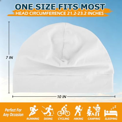 Headshion 100% Cotton Skull Caps Beanie Sleeping Hats for Men Women - color: White & White