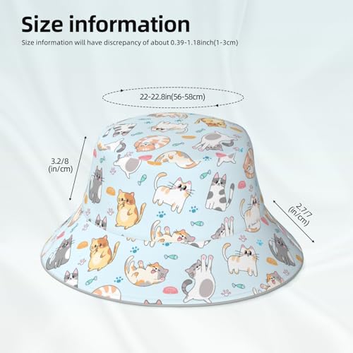 남성용 여성용 버킷 모자 패커블 양면 프린트 여름 모자 - color: 귀여운 고양이