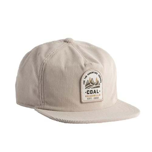 Coal Headwear Hilltop Corduroy 5 Panel Cap Hat - Soft Fine Wale Corduroy, Flat Brim, Adjustable - Outdoor Casual Everyday - color: Khaki