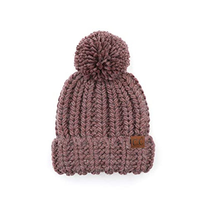 C.C Exclusives Women's Winter Seed Stitched Confetti Pom Beanie Hat (HAT-1816)(HAT-2214)(HAT-2085)(HAT-3841) - color: Coco Berry