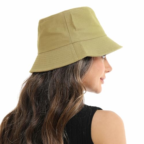 Wheebo Solid Color Bucket Hat for Women Summer Beach Fishmen Hat for Lady Adult Unisex Cotton Cap…… - color: A-sc-khaki
