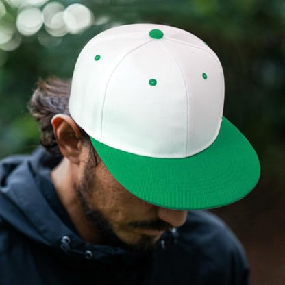 Snapback Hat Flat Bill Visor Hats Adjustable Hip Hop Baseball Cap for Women Men - color: White Green