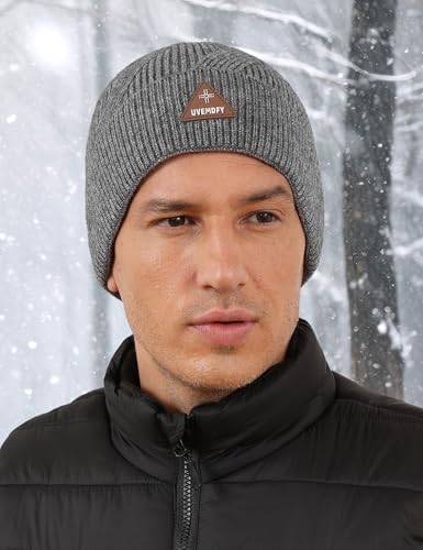 Wool Beanie Hat for Mens Unisex Winter Hats Womens Adults Cuffed Beanies Hiking Knit Skull Cap Warm Fisherman Beanie - color: Grey