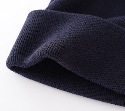 Home Prefer Mens Winter Hats Acrylic Knit Cuff Beanie Cap Warm Womens Beanie Hat - color: Navy Blue