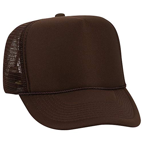 OTTO Polyester Foam Front 5 Panel High Crown Mesh Back Trucker Hat - color: Brown