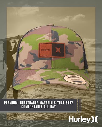 Hurley Mens Trucker Hat Fairway Mesh Quick-Dry Trucker Hat, Snapback - color: Camo