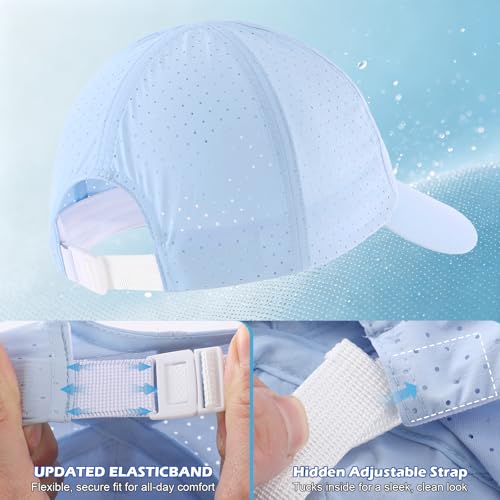 Connectyle Quick Dry Performance Run Hat for Men Women Lightweight Adjustable Sports Cap UPF 50+ Sun Protection Baseball Cap - color: Light Blue