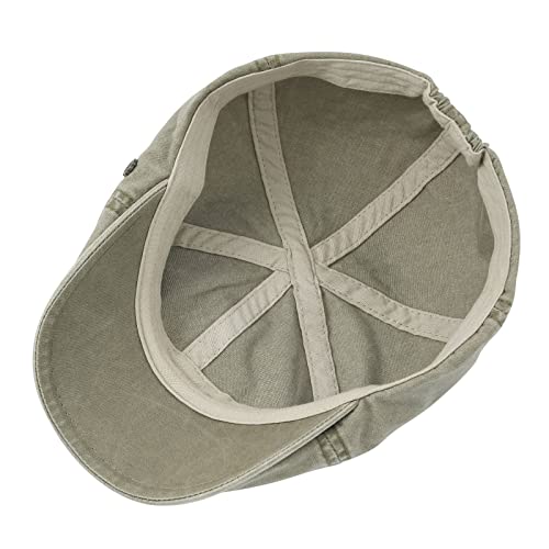VOBOOM Cotton Flat Cabbie Hat Gatsby Ivy Irish Hunting Newsboy Cap - color: Washed Khaki