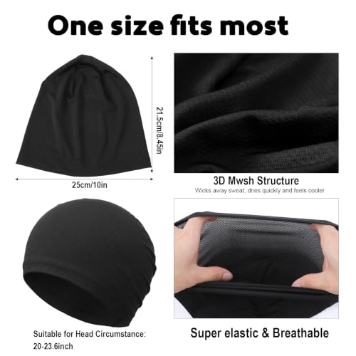 3-Pack Cooling Skull Caps for Men Women Breathable Mesh Helmet Liner Running Hats Quick Dry Beanie for Summer Cycling Wicking Gym & Winter Sun Protection