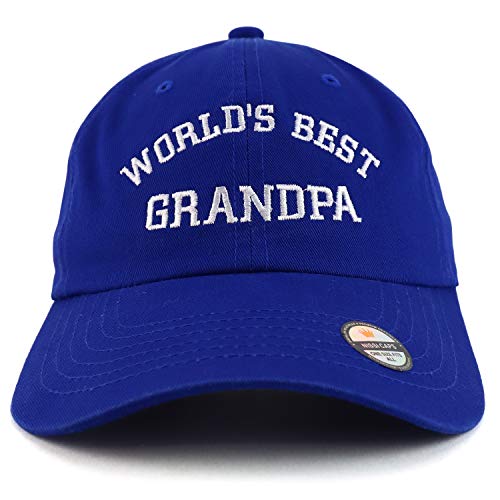 Trendy Apparel Shop World's Best Grandpa Embroidered Low Profile Soft Cotton Dad Hat Cap - color: Royal