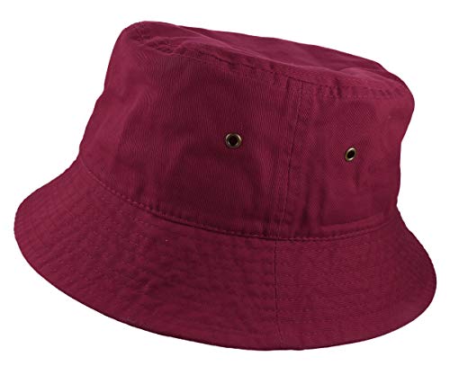 Gelante Solid Color 100% Cotton Bucket Hat for Women and Men Packable Travel Summer Beach Hat - color: Burgundy, size: Small-Medium