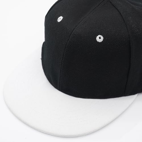 Snapback Hat Flat Bill Visor Hats Adjustable Hip Hop Baseball Cap for Women Men - color: Black White