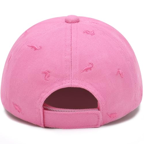 Cotton Toddler Baseball Cap,Embroidered Dinosaur Adjustable Sun Hat - color: A-6-ed-dino-pink, size: 6-12 Months