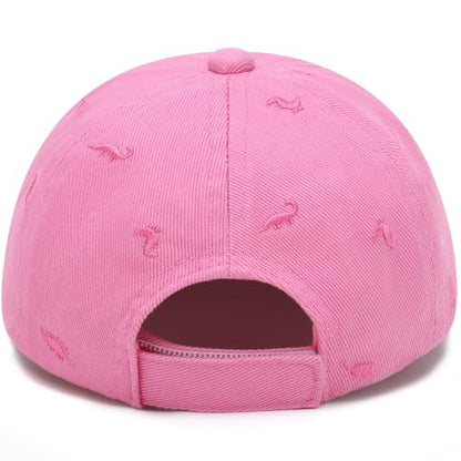 Cotton Toddler Baseball Cap,Embroidered Dinosaur Adjustable Sun Hat - color: A-6-ed-dino-pink, size: 6-12 Months
