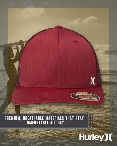 Hurley Mens Mini Icon Mesh Panel Fitted Trucker Baseball Cap - color: Noble Red, size: Large-X-Large