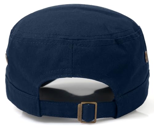 Men's Military Cadet Hat Flat Top Newsboy Cap - color: A - Navy