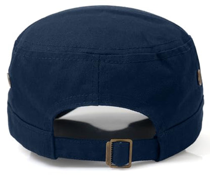 Men's Military Cadet Hat Flat Top Newsboy Cap - color: A - Navy
