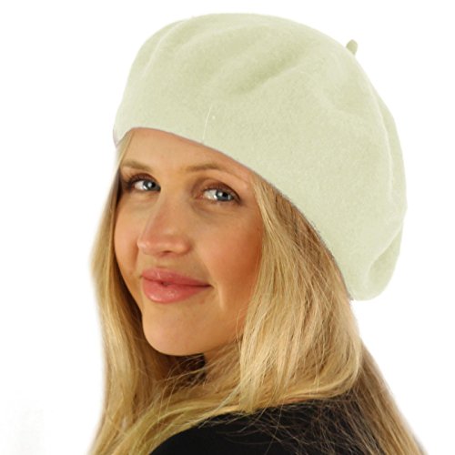 Classic Winter 100% Wool Warm French Art Basque Beret Tam Beanie Hat Cap - color: Ivory