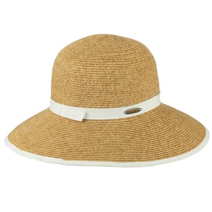 Panama Jack Women's Sun Hats - Paper Braid Straw, Assorted Styles - color: White Hat Band Facesaver