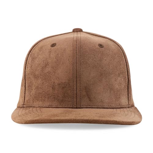 Trendy Apparel Shop Plain Suede Flat Bill Snapback Cap - color: Dark Brown