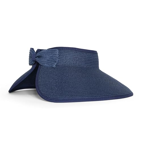 Hadley Wren Womens Packable Sun Visor, Wide Brim, Roll Up Vacation Hat, Wide Brim - color: Navy
