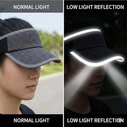 Reflective Brim Quick Dry Lightweight Visor Hat - color: Slate Gray