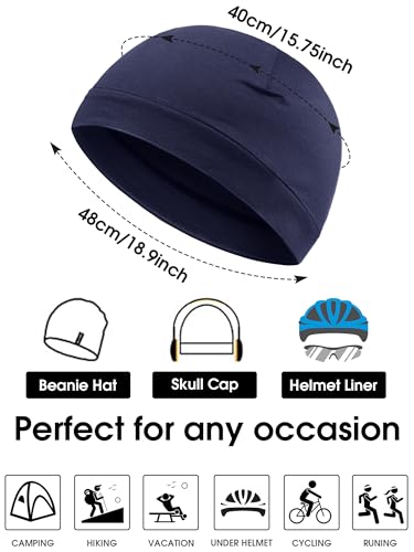 Syhood 6 Pcs Men Skull Caps Cotton Beanies Caps Sleep Hats - color: Dark