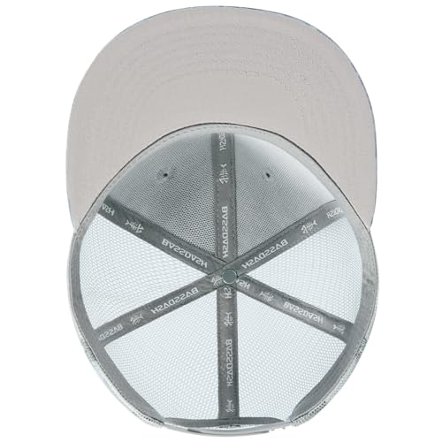 BASSDASH Flat Brim Trucker Cap Adjustable Snapback Hat Mesh Back for Men Women - color: Grey Scale Camo