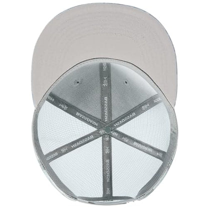 BASSDASH Flat Brim Trucker Cap Adjustable Snapback Hat Mesh Back for Men Women - color: Grey Scale Camo
