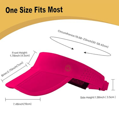 WANDER Sports Sun Visor Hat Mesh Foldable Brim for Men Women Running - color: Rose Red