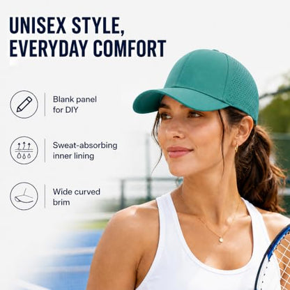 Quick Dry Baseball Cap Curved Brim Snapback Hat Mesh for Men Women - color: Lakegreen