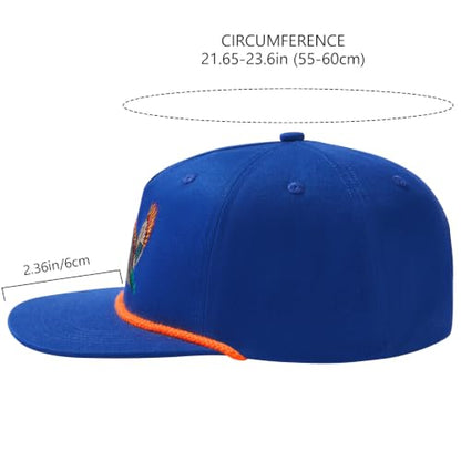 BASSDASH Embroidered Soft Top Flat Brim Duck Hat Snapback Cap for Hunting, Fishing, and Outdoor Activities - color: Royal Blue/Mallard