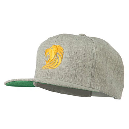 e4Hats.com Gold Lion Embroidered Wool Snapback Cap - color: Heather